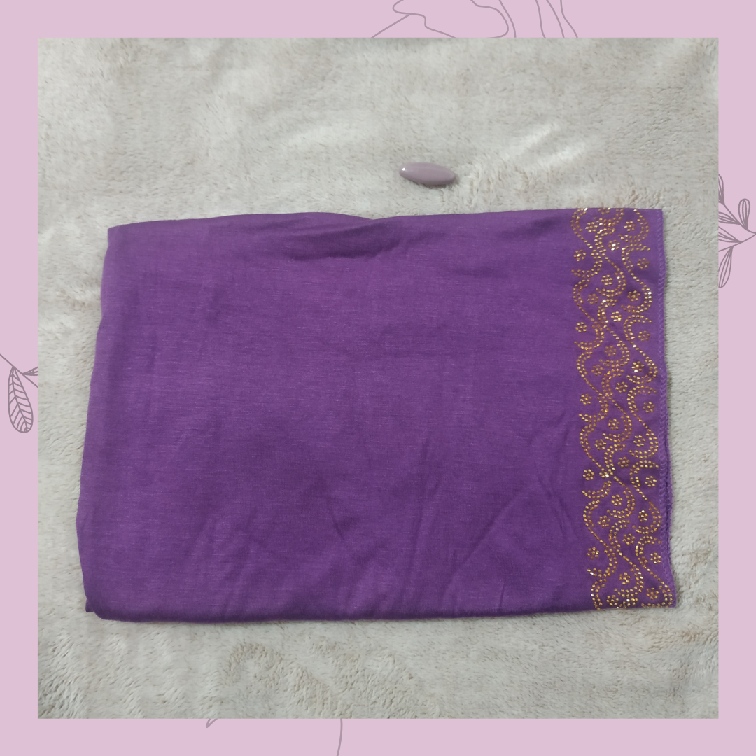Hijab morado jersey con strass - Imagen 3